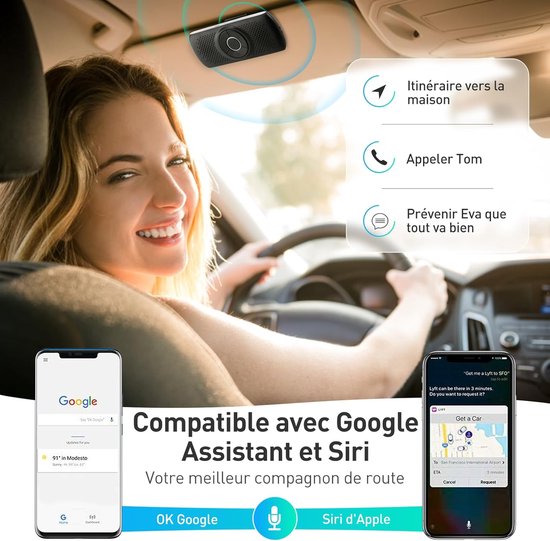Bluetooth Hands-Free Car Kit Built-in Microphone Speaker with Clip Support GPS Music Slot TF Card Auto Reconnection，2.4 GHz-2.48 GHz — afbeelding 2