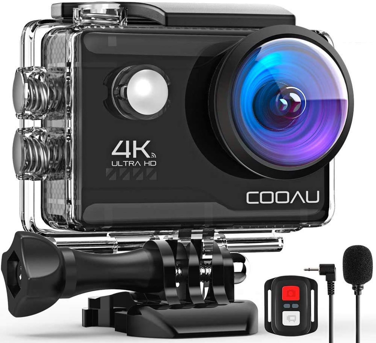 COOAU Action Camera 4K 20MP - 60FPS / 40M Waterdicht / WiFi - Inclusief Accessoires - Actiecamera - Onderwatercamera - Externe Microfoon - Action Camera's - Vlog Camera - Actie Camera