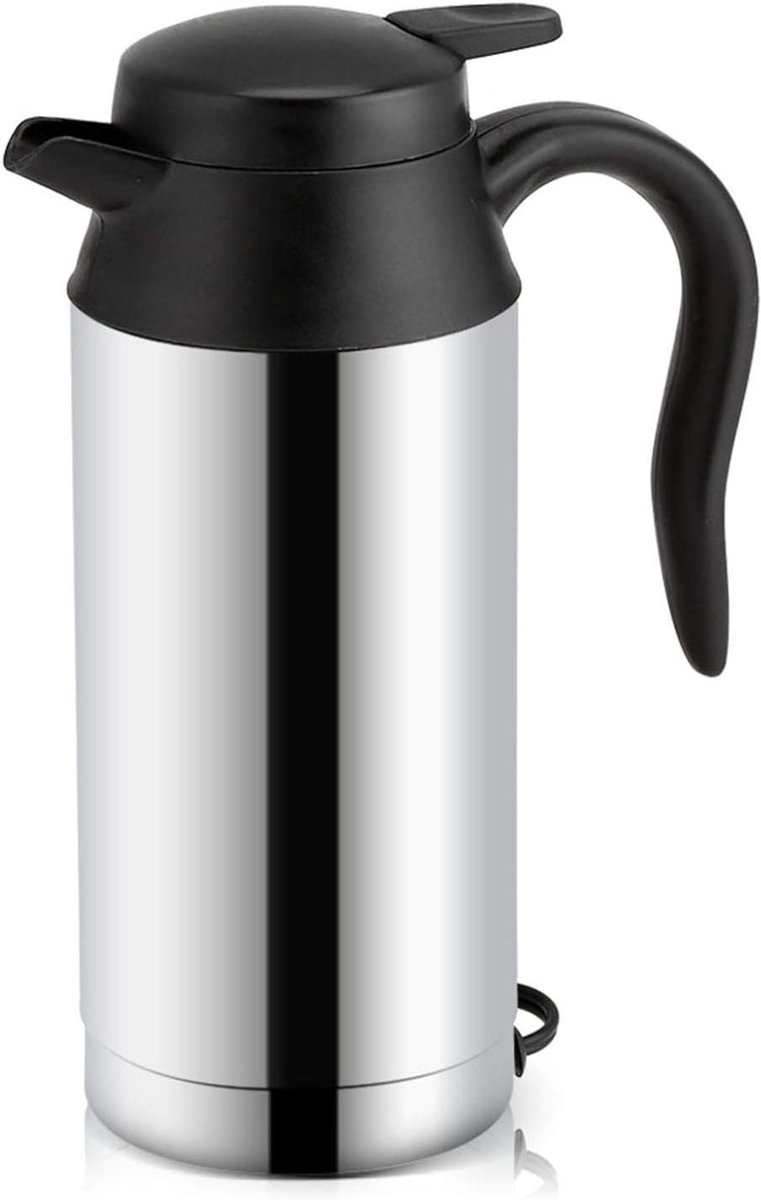 Autowaterkoker, 12V, 750ml, roestvrijstalen reiswaterkoker met verwarmingsfunctie, Geschikt voor onderweg Geschikt voor bijGeschikt voorbeeld koffie, thee, warme dranken, enz.
