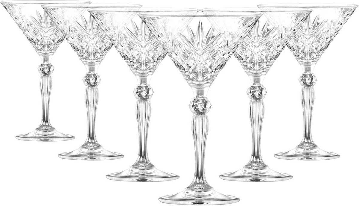 Luxe Kristallen Cocktailglazen Set van 6 - Elegant Wijn- en Borrelglas