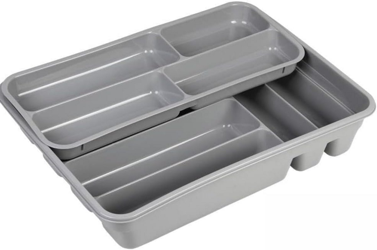 Bestekbak Grijs Twee Hoogtes 40x30x7 cm Lade-organizer