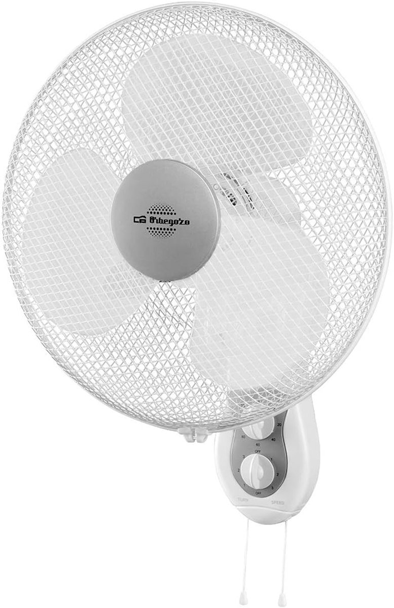 Wandventilator met 3 snelheden en timer, kantelbare kop, 40 cm, Wit
