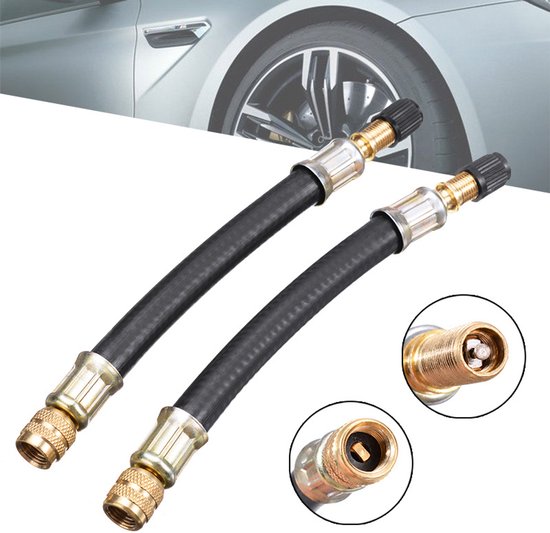 Autopomp - Verlengbuis Voor Bandenpom - Ventiel verlengstuk - Verlengslang voor luchtdruk - Geschikt voor campers, auto's, fietsen, aanhangers en transportvoertuigen - 16 cm - Zwart — afbeelding 4
