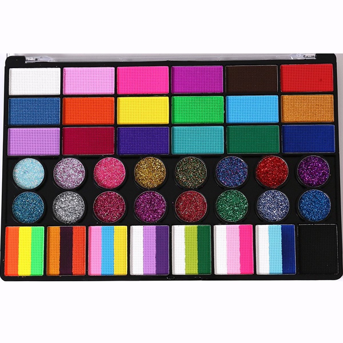 Schminkset - 42 Kleuren - Waterbasis - Incl. 6 Penselen & Sjablonen - Hét Ideale Koningsdag & Festival Cadeau - Veilig voor Kind & Volwassenen — afbeelding 6