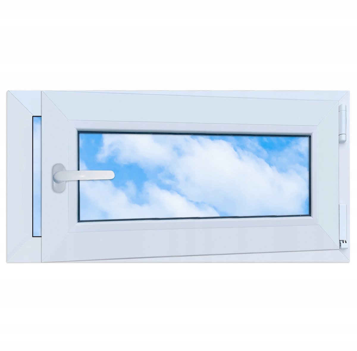 PVC-raam wit 80x40 RECHTS, nieuw 800x400 mm draai-kiepraam, dubbel glas