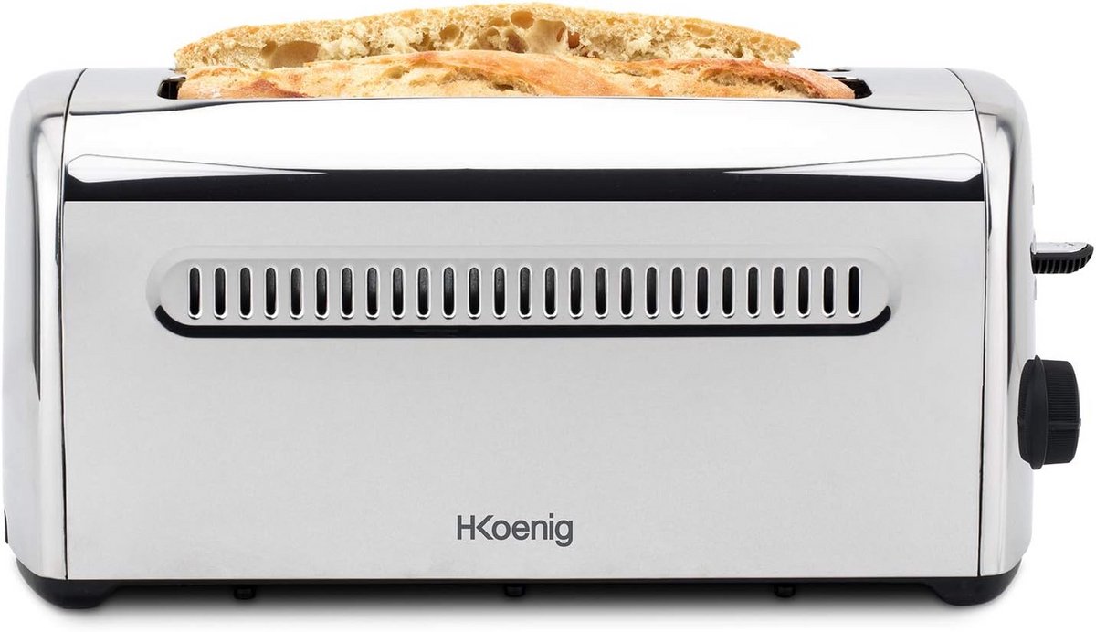 Broodrooster met Brede Sleuven voor Baguette, Bagels en 2 Sneetjes | RVS | 1500W