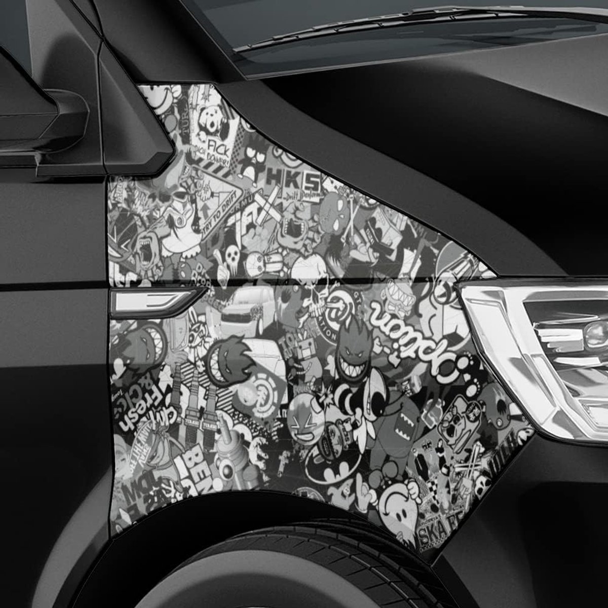 Auto Folie - Car Wrapping - Voertuig Styling - Luchtkanaaltechniek - 300x150cm - Zwart-Wit