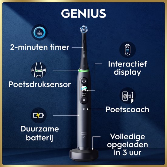 Oral-B iO 9N Elektrische Tandenborstel - Zwart - inclusief Oplaadreisetui en Opzetborstelhouder en extra Opzetborstel