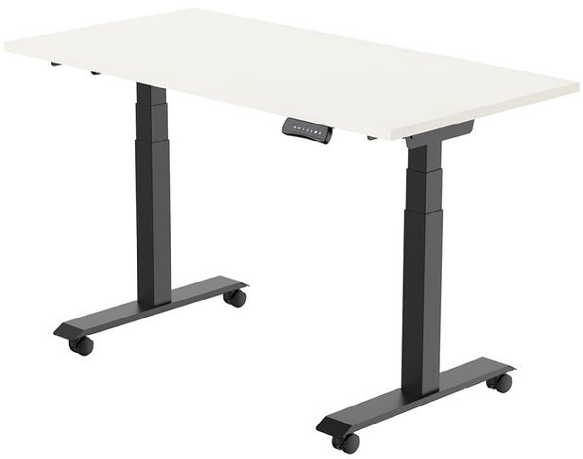 Euroseats Elektrisch Bureau - verstelbaar, opklapbaar en verrijdbaar - 160x80 cm - Zwart frame - Wit
