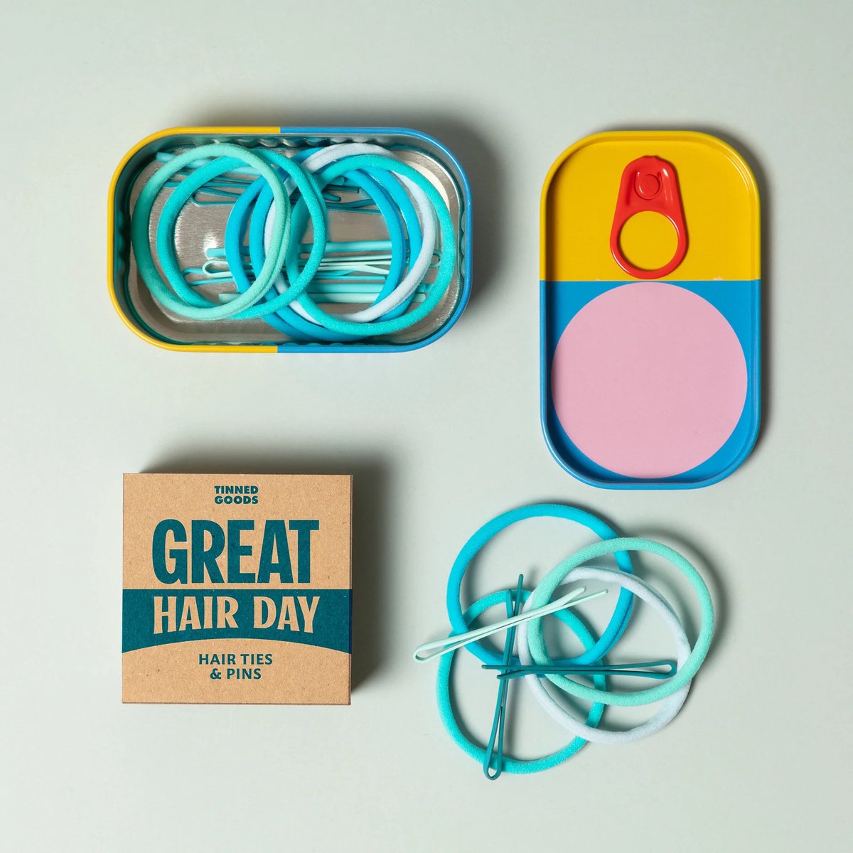 Block Design Tinned Goods haarelastieken en haarspelden