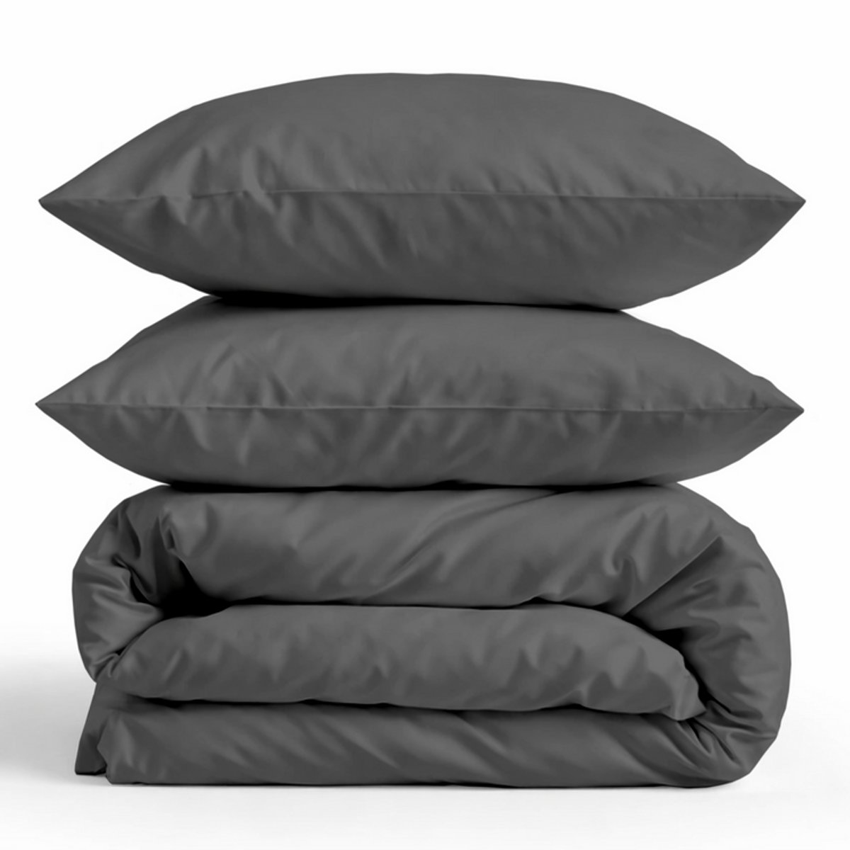 Decoware Dekbedovertrek Uni 240x220 cm - Antraciet - Katoensatijn - Met Kussenslopen - Lits-jumeaux