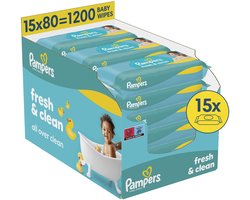 Pampers Fresh Clean Babydoekjes 15 Verpakkingen = 1200 Doekjes