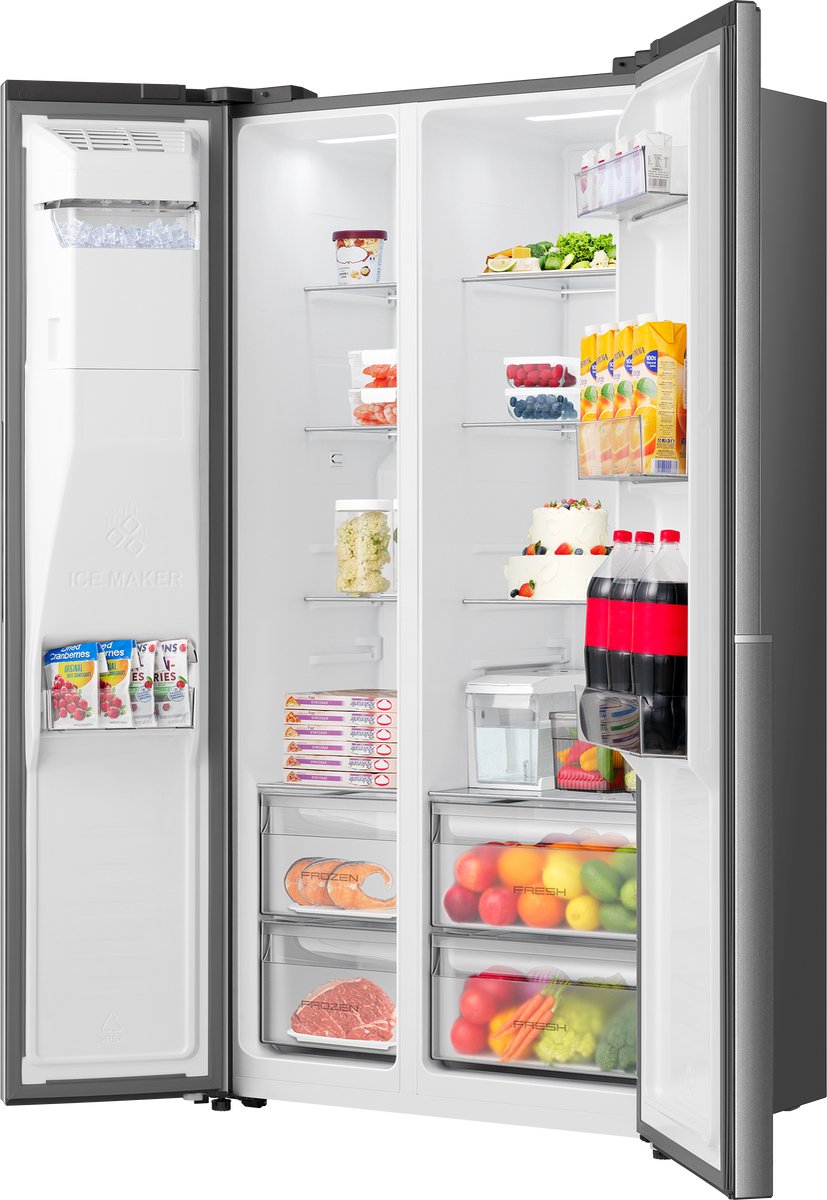 ETNA AKV5178IRVS - Amerikaanse koelkast - No-Frost - 178 cm hoog - 528 liter - Energielabel E - Invriesvermogen 10 kg/24u - Geluidsniveau 40 dB - LED Display - IJs- en waterdispenser - SuperCool - FastFreeze - Deuralarm - Multi Airflow – EnergySaving — afbeelding 5