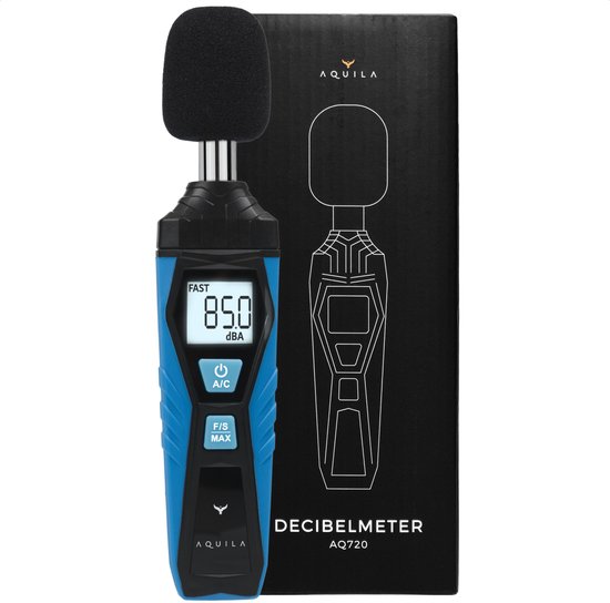 Aquila Digitale Decibelmeter voor Geluidsisolatie - Nauwkeurig 1.5 DB - Meter 30 tot 130 Decibel - Geluidsmeter - Incl Batterijen & E-book
