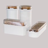 JQ Liv Ensemble Avantageux 4 Pièces Wit incluant 2x Boîte de Conservation Biscuit Sec/Gaufre de Riz, Boîte de Conservation Gâteau de Petit-Déjeuner et Boîte de Conservation Cracker - 100% hermétique