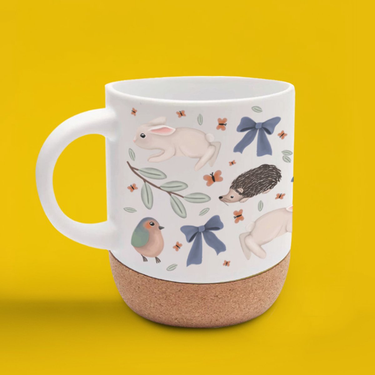 Mok met dieren thema origineel design en met de hand bedrukt