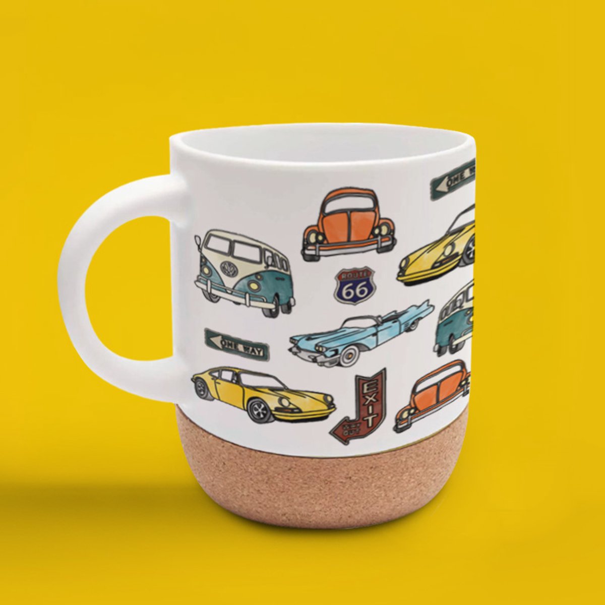 Mok met oldtimers origineel design en met de hand bedrukt