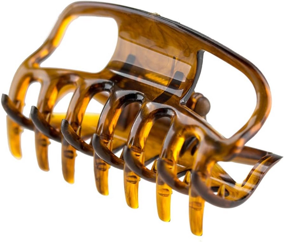 Set van 2 stevige haarklemmen 6 cm in havanna marmer look