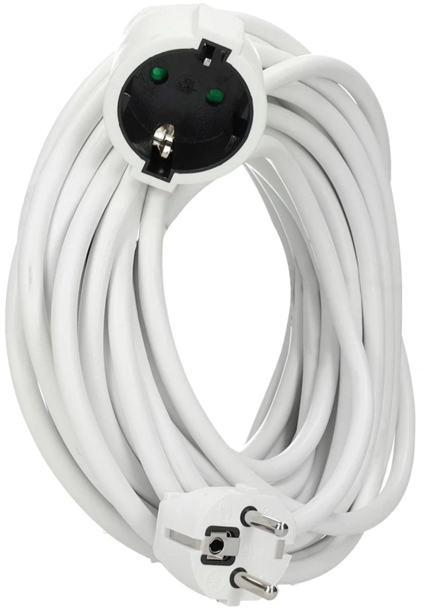 EMhub verlengsnoer 20 meter H05VV-F 3x1.5 met Schuko en contrastekker - wit (4087104)