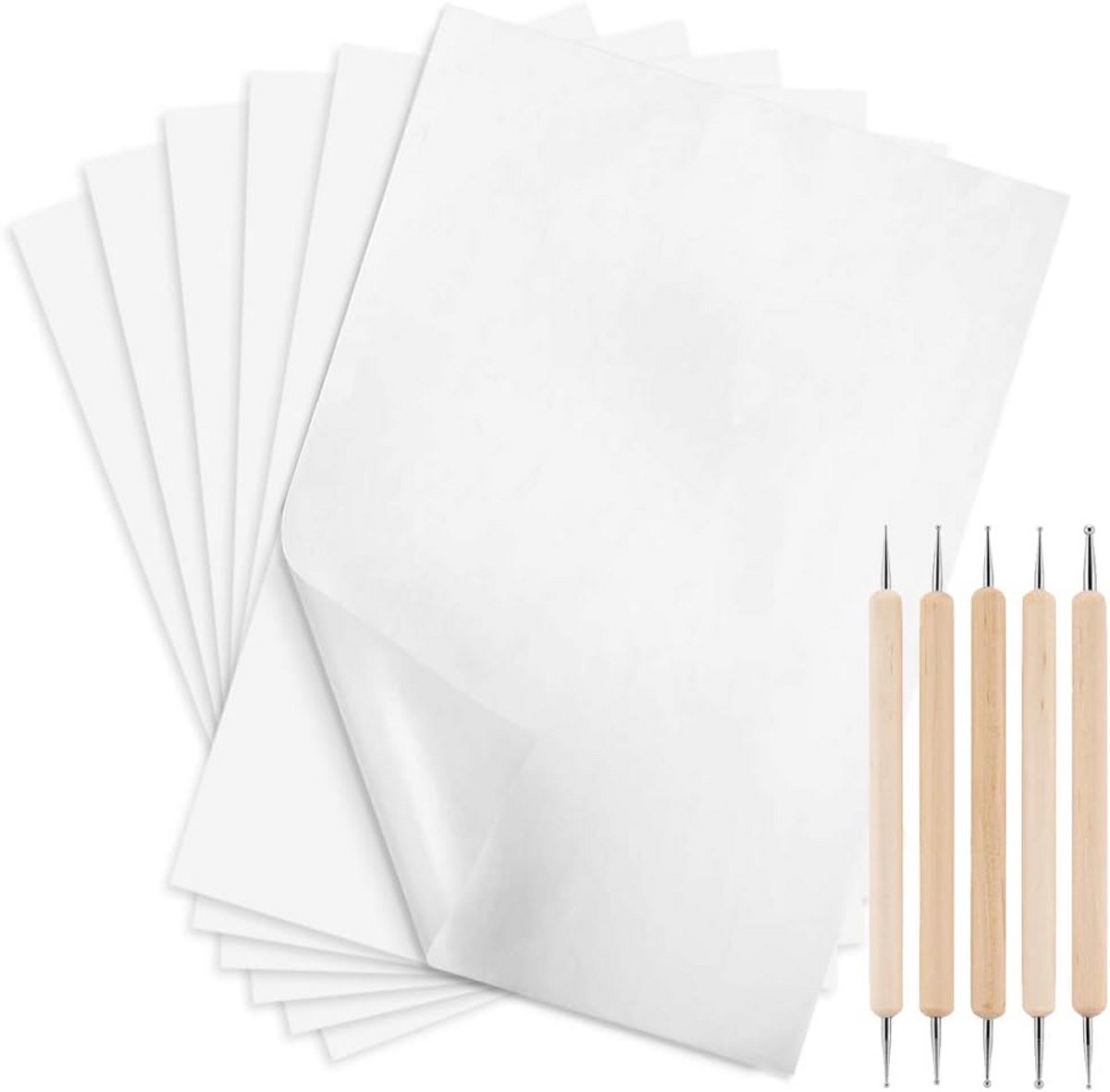 100 Vellen Wit Koolstof Transferpapier A4 voor Hout, Papier en Canvas