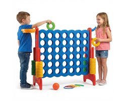 Joya Creative 3in1 Buitenspeelgoed - 4 Op Een Rij XXL, Basketbalspel, Ringwerpspel - Afmeting 84x121x41 CM - Montessori speelgoed - Educatief & Actief Speelgoed voor Buiten en Binnen