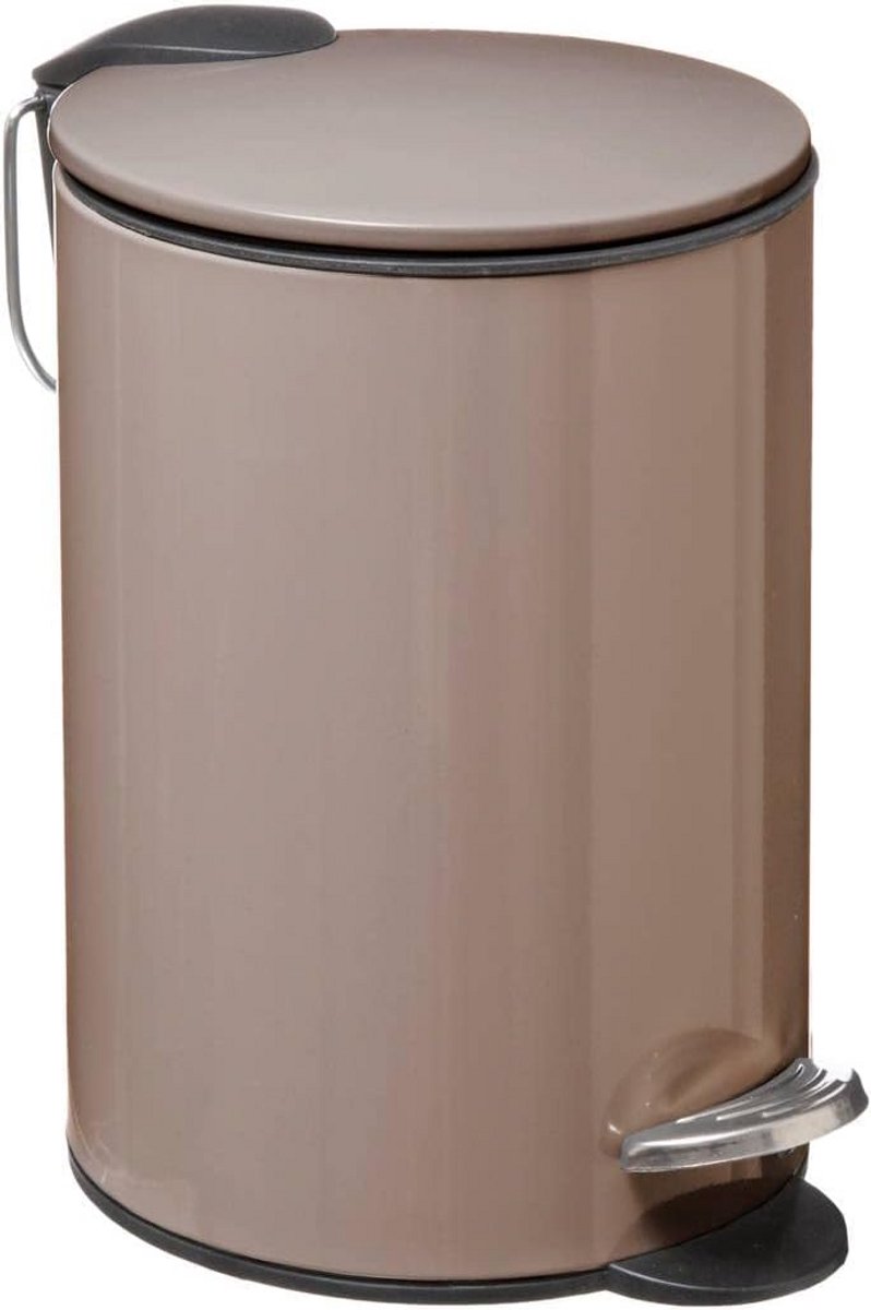 Kleine badkamer prullenbak 3 liter met Soft Close deksel - Taupe