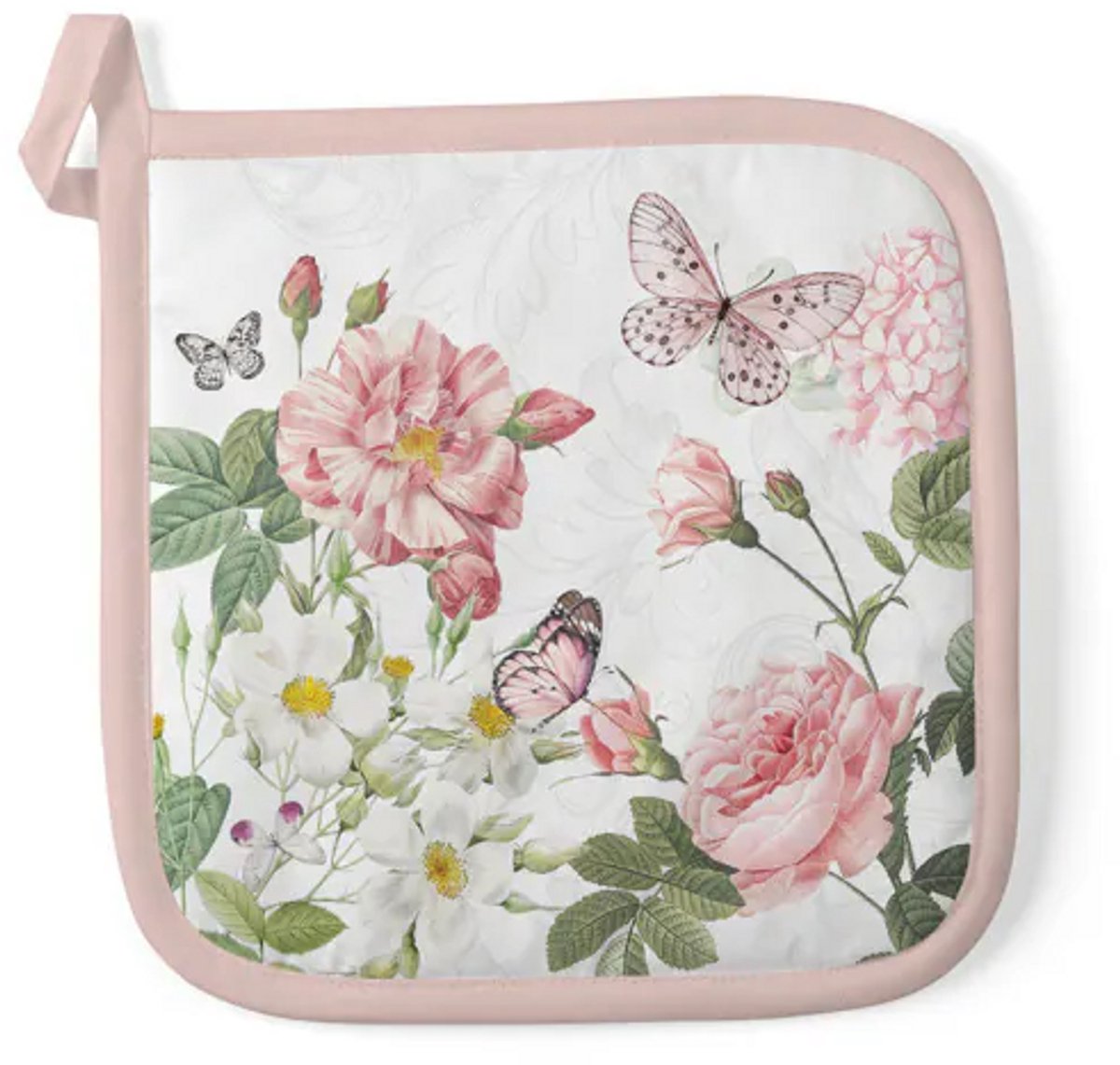 Ambiente - Pannenlap 20x20cm - Amelia white - Bloemen - Rozen - Vogels