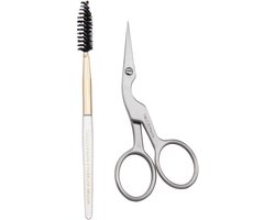 Tweezerman Wenkbrauw Schaar & Borstel Set – RVS Precisieschaar Voor Wenkbrauwen Knippen, Trimmen En Stylen - Inclusief Borstel Voor Nette, Perfecte Wenkbrauwen - Compacte Beauty Tool Voor Thuis En Onderweg