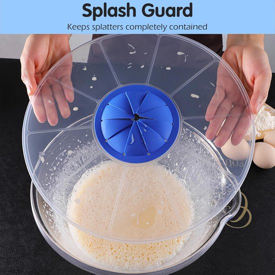 1 stuk - Spatdeksel voor blender - Siliconen materiaal - Spatdeksel voor mengkom - Spatbeschermer voor in de keuken - 30,48 cm - Geschikt voor de meeste handmixers en staafmixers - Blauw van Merkloos — afbeelding 3