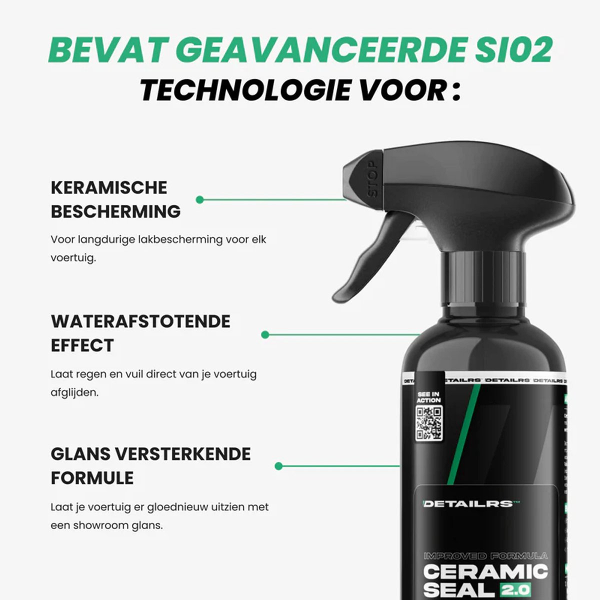 Detailrs Ceramic Seal 2.0 - Autoshampoo - Auto wassen - Autowax - Water & vuilafstotend - Voor Auto & Motor - 500ml – foto 3