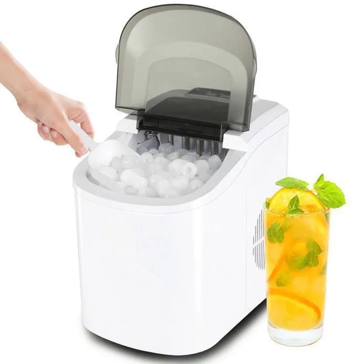IJsblokjesmachine-2,2 L - 2 Ijsblokjes formaten - Compact ontwerp - 12 kg ijs in 24 uur - Stille ijsblokjesmachine-Wit