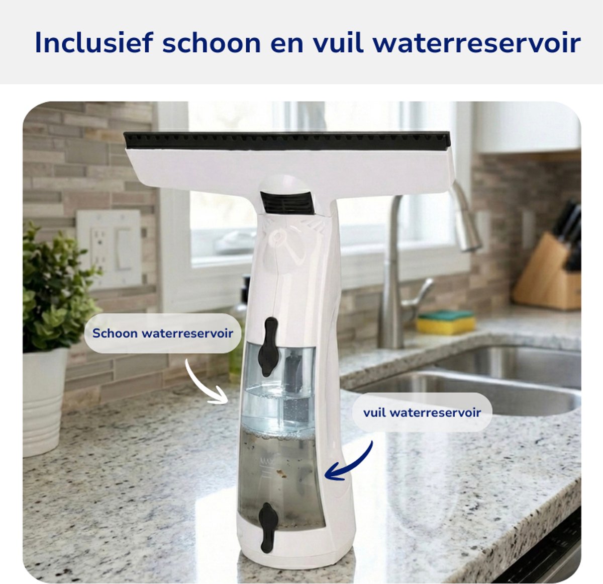 Leniwa Window Vac – Elektrische Raamwisser, Raamzuiger & Ruitenreiniger – Streeploos – Oplaadbaar – Met Sprayfunctie – 26 cm thumbnail 2
