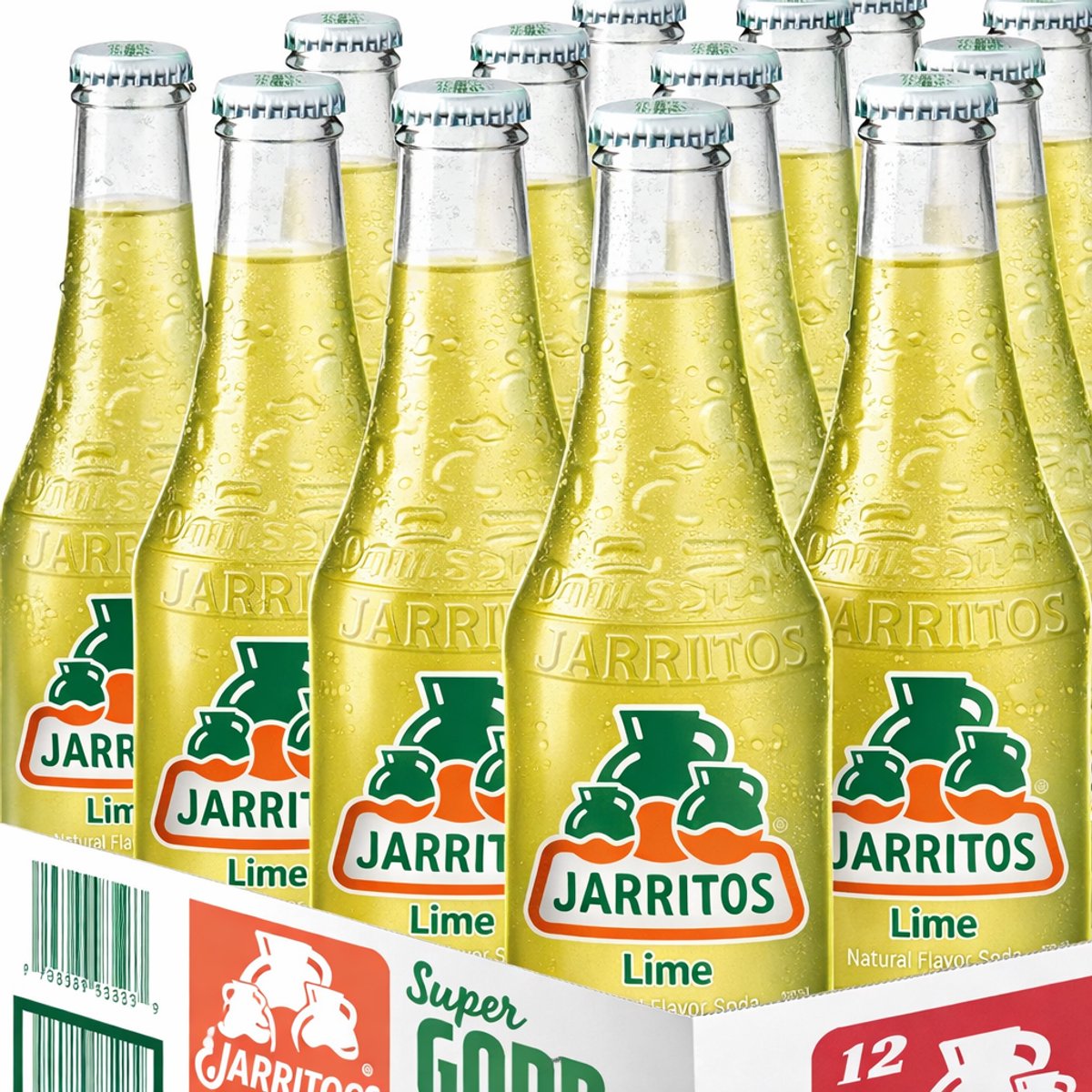 Jarritos Lime Soda – 12 x 370ml – Mexicaanse Frisdrank – Glazen Flesjes – 12 Pack