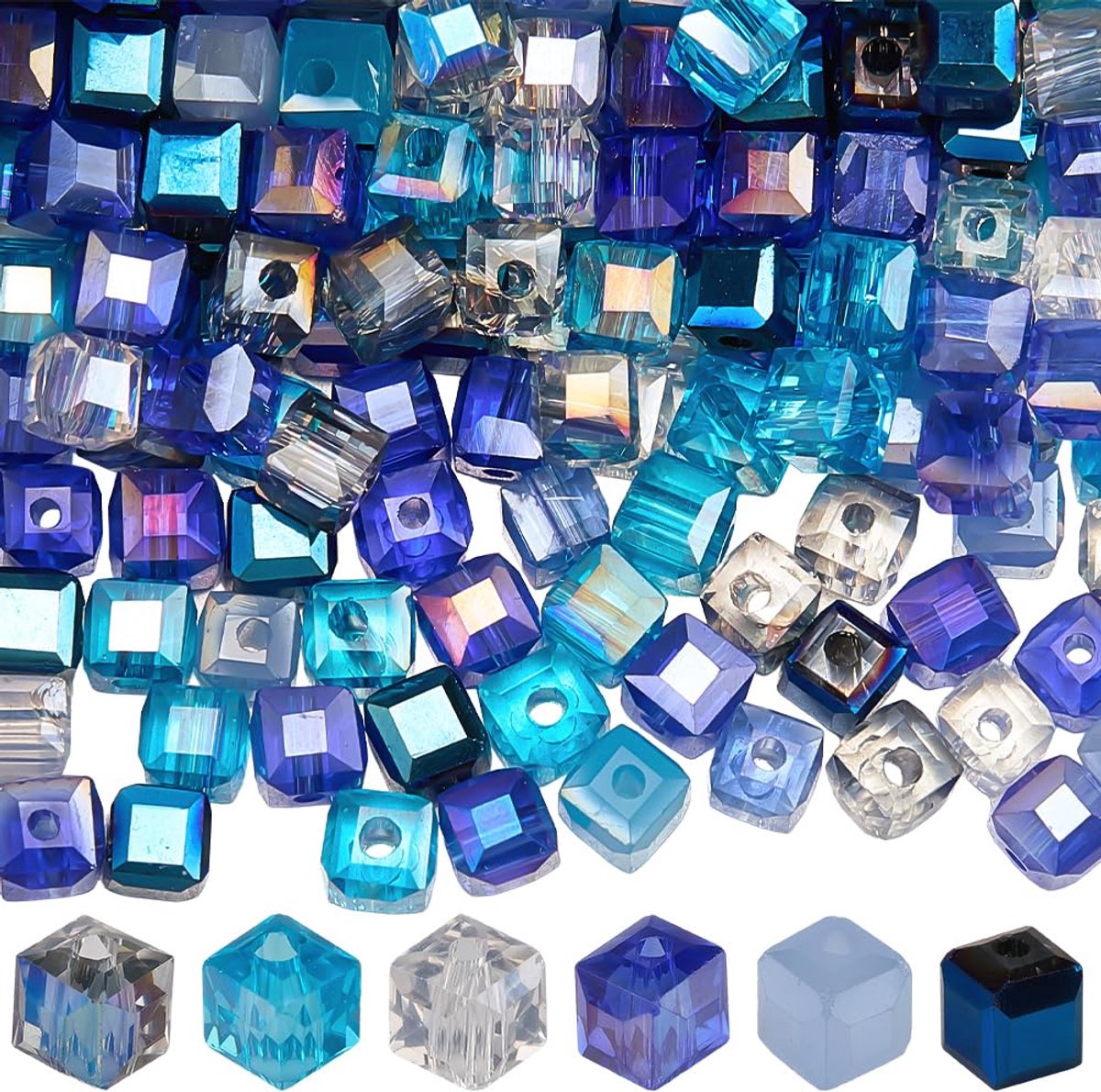 Facettierte Glaswürfelperlen - 300 Stück in 6 Stijlen - 4mm voor DIY Sieraden