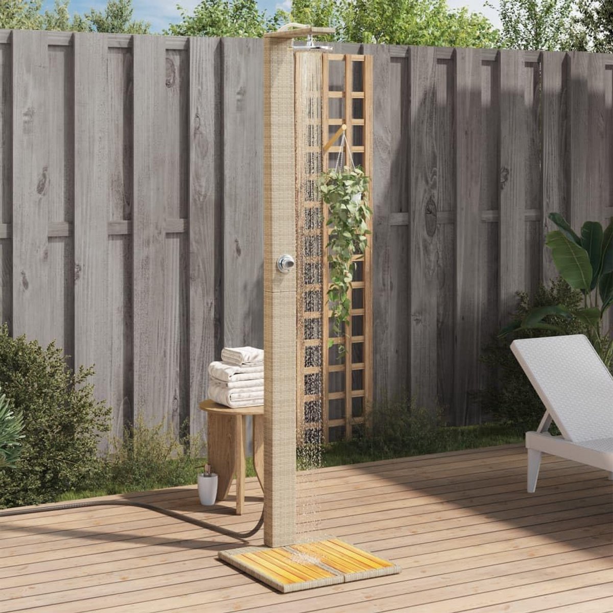 Luxe Buitendouche met Polylook en Houten Voet voor Tuin en Zwembad thumbnail 3