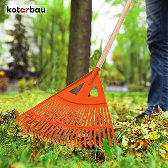 KOTARBAU® Bladhark, Tuinhark van Kunststof, 58 cm, Oranje, met Steel, Gazonhark, Waaierbezem, Lichtgewicht Hark, Stevige Hark van Merkloos	 — afbeelding 2