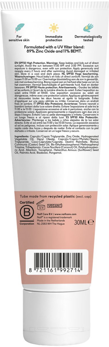 Naïf - Minerale Zonnebrand - SPF50 - 0% perfume - 2x30ml van Merkloos — afbeelding 2