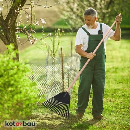 KOTARBAU® Bladhark, Tuinhark van Kunststof, 45 cm, Zwart, met Steel, Gazonhark, Waaierbezem, Lichtgewicht Hark, Stevige Hark van Merkloos	 — afbeelding 2
