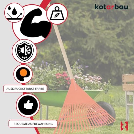 KOTARBAU® Bladhark, Tuinhark van Kunststof, 55 cm, Oranje, zonder Steel, Gazonhark, Waaierbezem, Lichtgewicht Hark, Stevige Hark van Merkloos	 — afbeelding 5