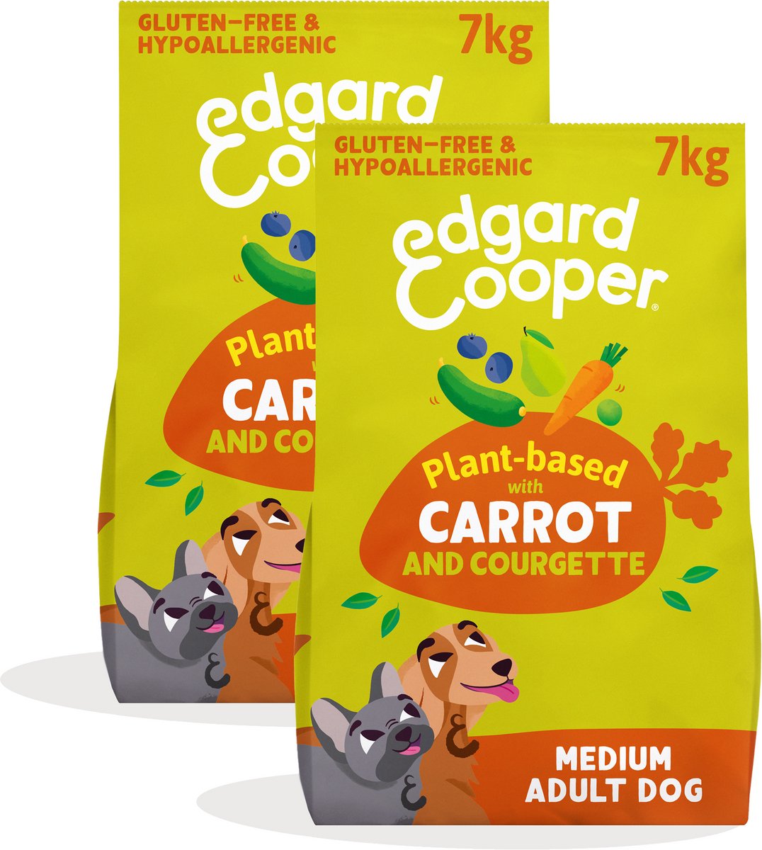 Edgard & Cooper Edgard & Cooper 2x Graanvrij Hondenvoer Droog, 100% Plantaardig (Wortel & Courgette 7kg), Hypoallergeen, Veganistisch Eiwit, Zonder Toegevoegde Suiker