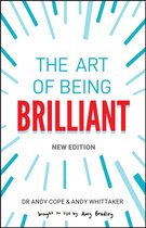 Boekomslag met de titel 'THE ART OF BEING BRILLIANT' in blauw en rood, met een explosie van blauwe lijnen.