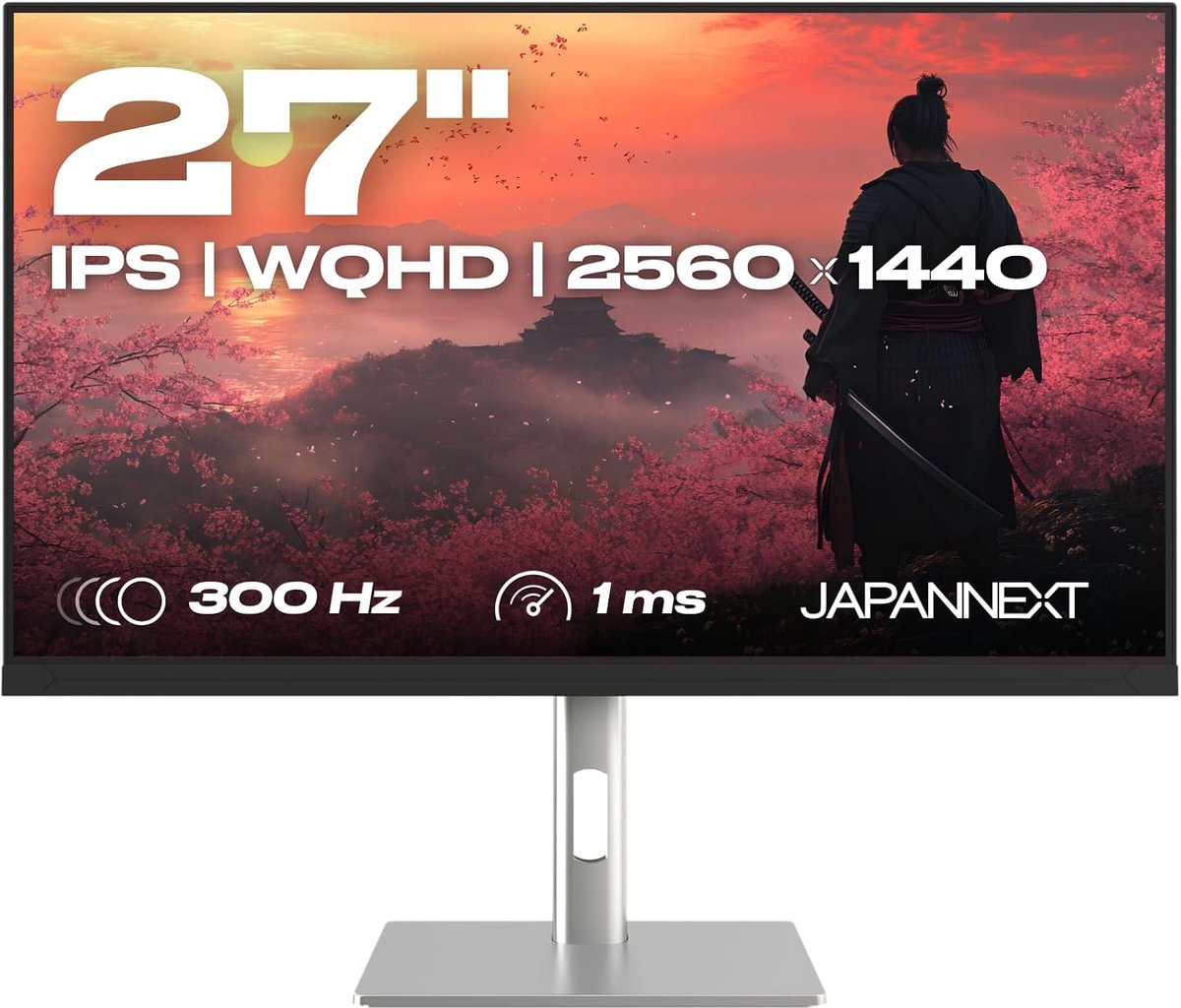 27 Inch WQHD 300Hz IPS Gaming Monitor - 1ms Reactietijd, G-Sync/FreeSync, 100% sRGB