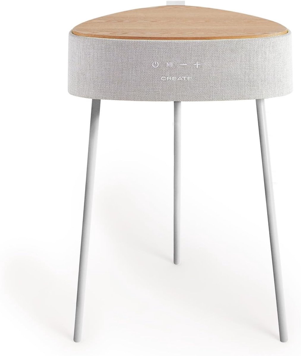 Tafelluidspreker van Natuurlijk Hout met Draadloze Oplader en Bluetooth