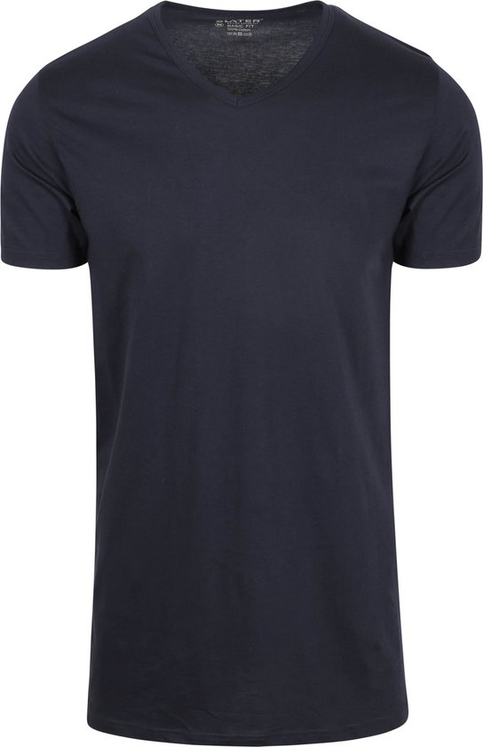 Donkerblauw V-hals T-shirt van Slater.