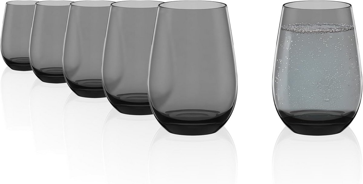 Set van 6 Kristallen Waterglazen Elements Kids 335 ml - Rookgrijs - Vaatwasserbestendig