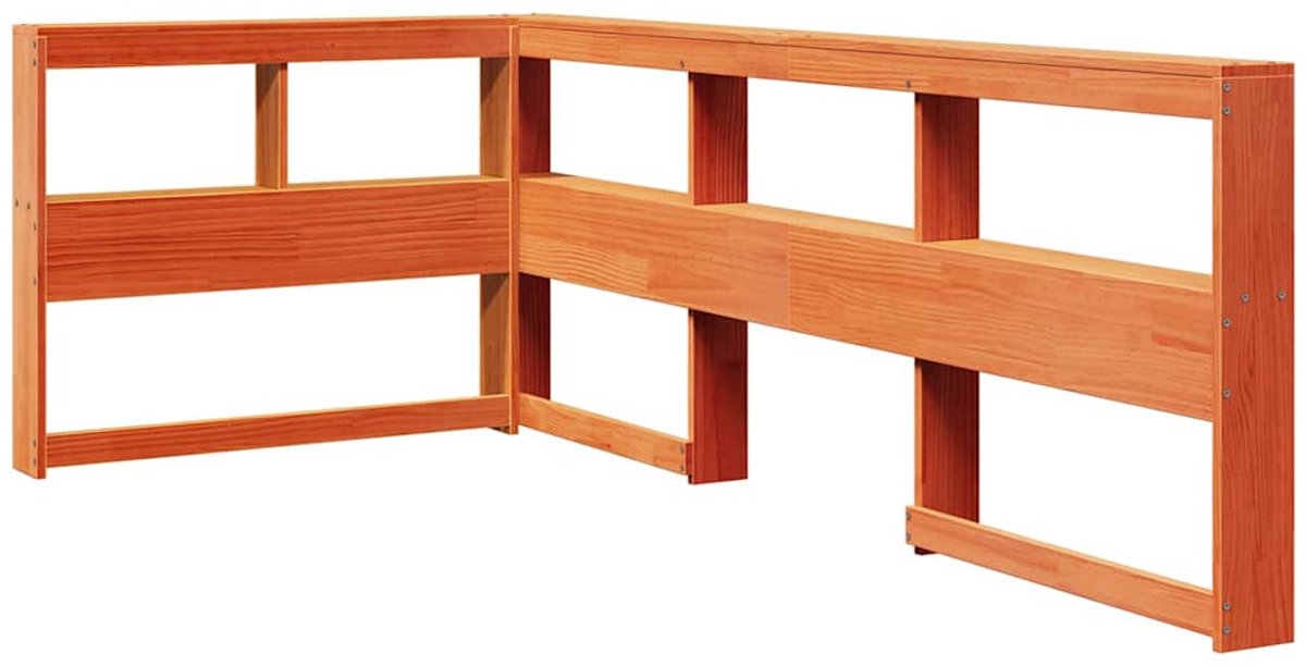 vidaXL - Boekenkast - Hoofdeinde - L-vormig - 80 - cm - grenenhout - wasbruin