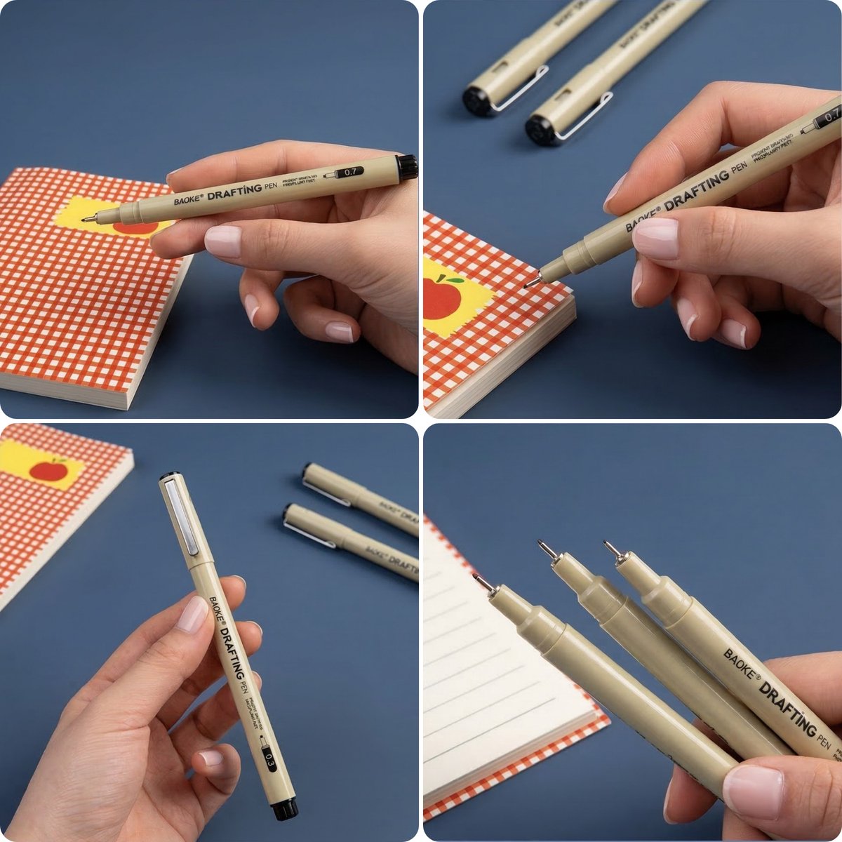 Ainy - Teken Fineliners Acht watervast - set van 8 zwart fineliner | fine liner kawaii manga / anime tekenen op schetsboek | bullet journal | handlettering | Pigment liner penselen | calligraphy pennen — afbeelding 11