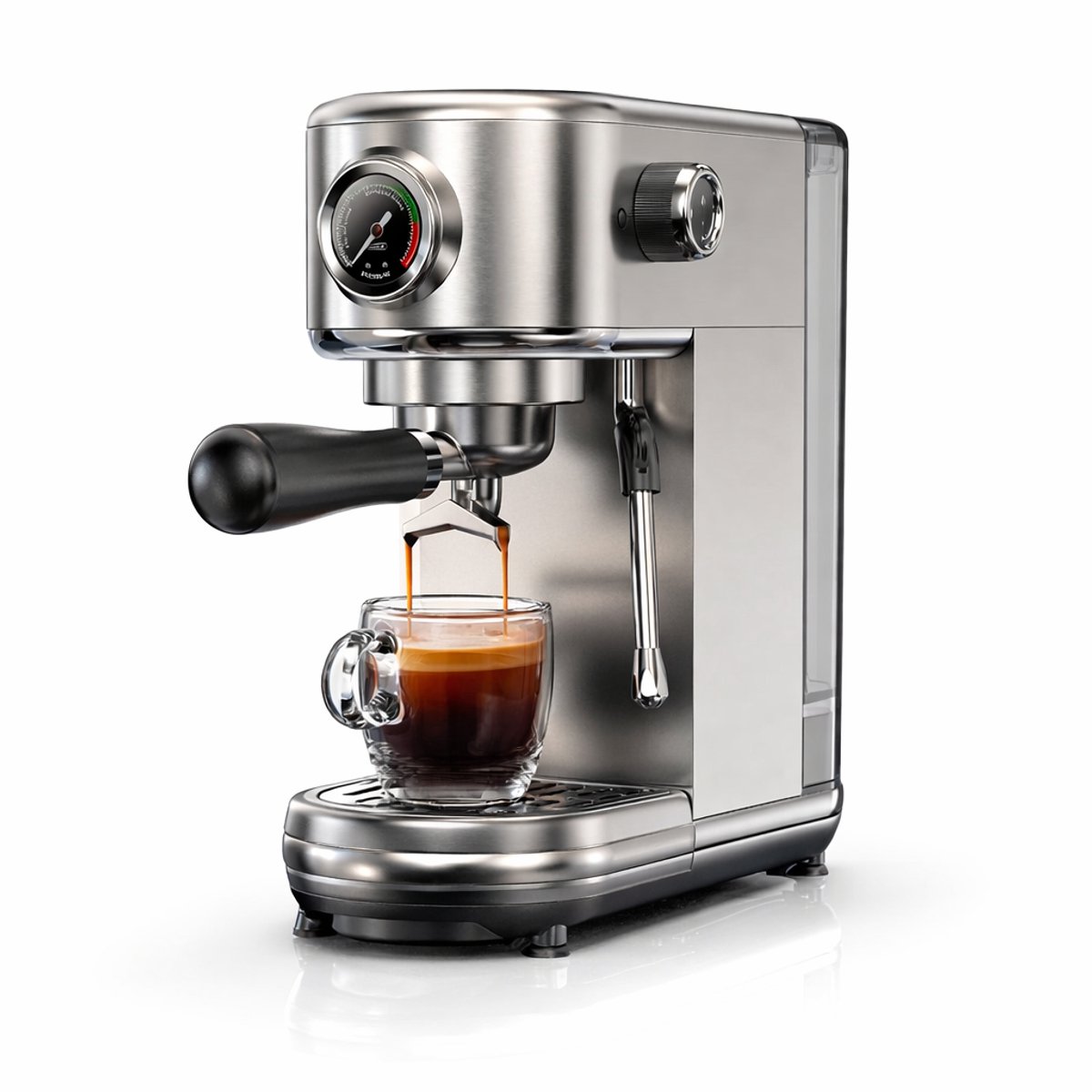 Semi-Automatische Espressomachine - 20 Bar Druk - Instelbare Temperatuur - Koud en Warm Koffie - Espresso Cappuccino Latte - Compact Slank Design - Roestvrij Stalen Behuizing - Drukindicator - Thuisbarista - Koffiezetapparaat