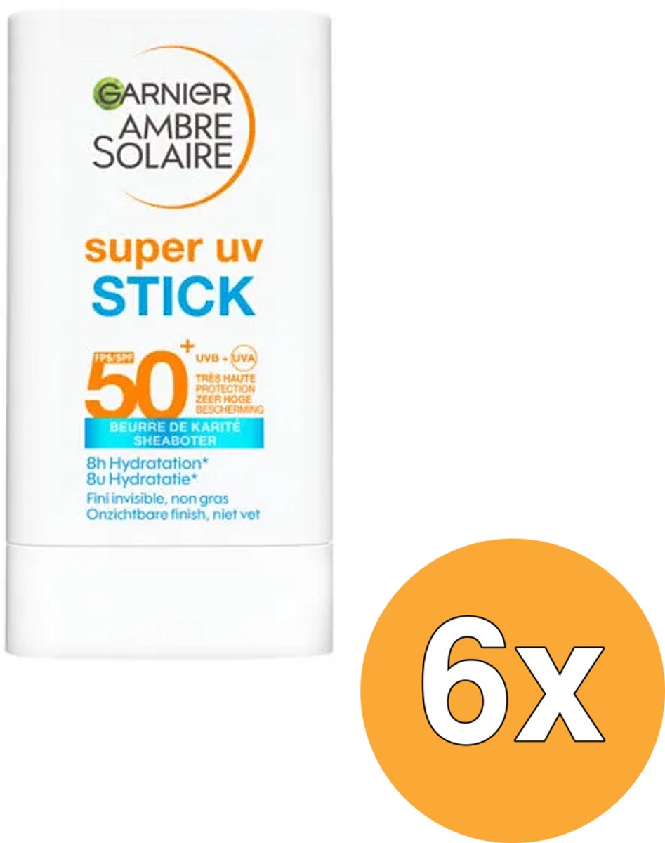 6x Garnier Ambre Solaire Sensitive Expert Gezicht Hydraterende Stickspf50+ (6 x 18 gr)