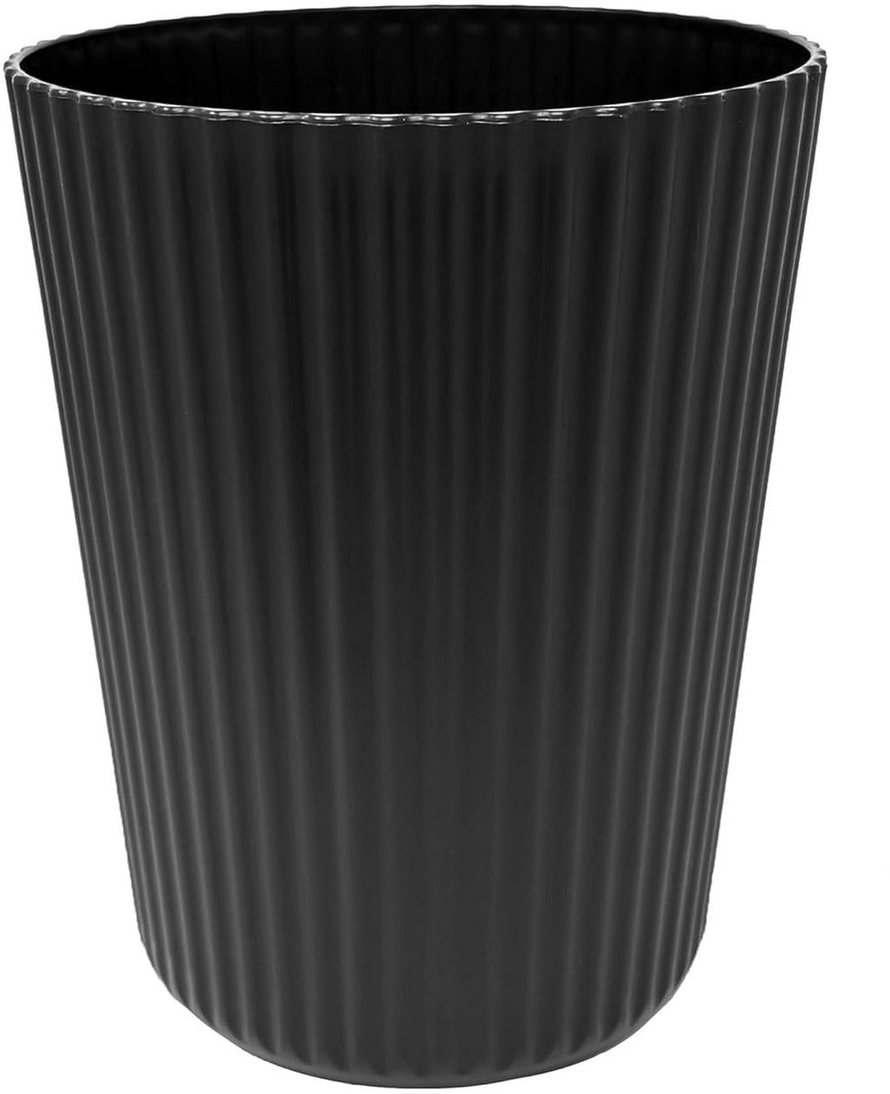 Stevige Ronde Kunststof Prullenbak met Ribbeldesign 9 Liter voor Kantoor en Kinderkamer